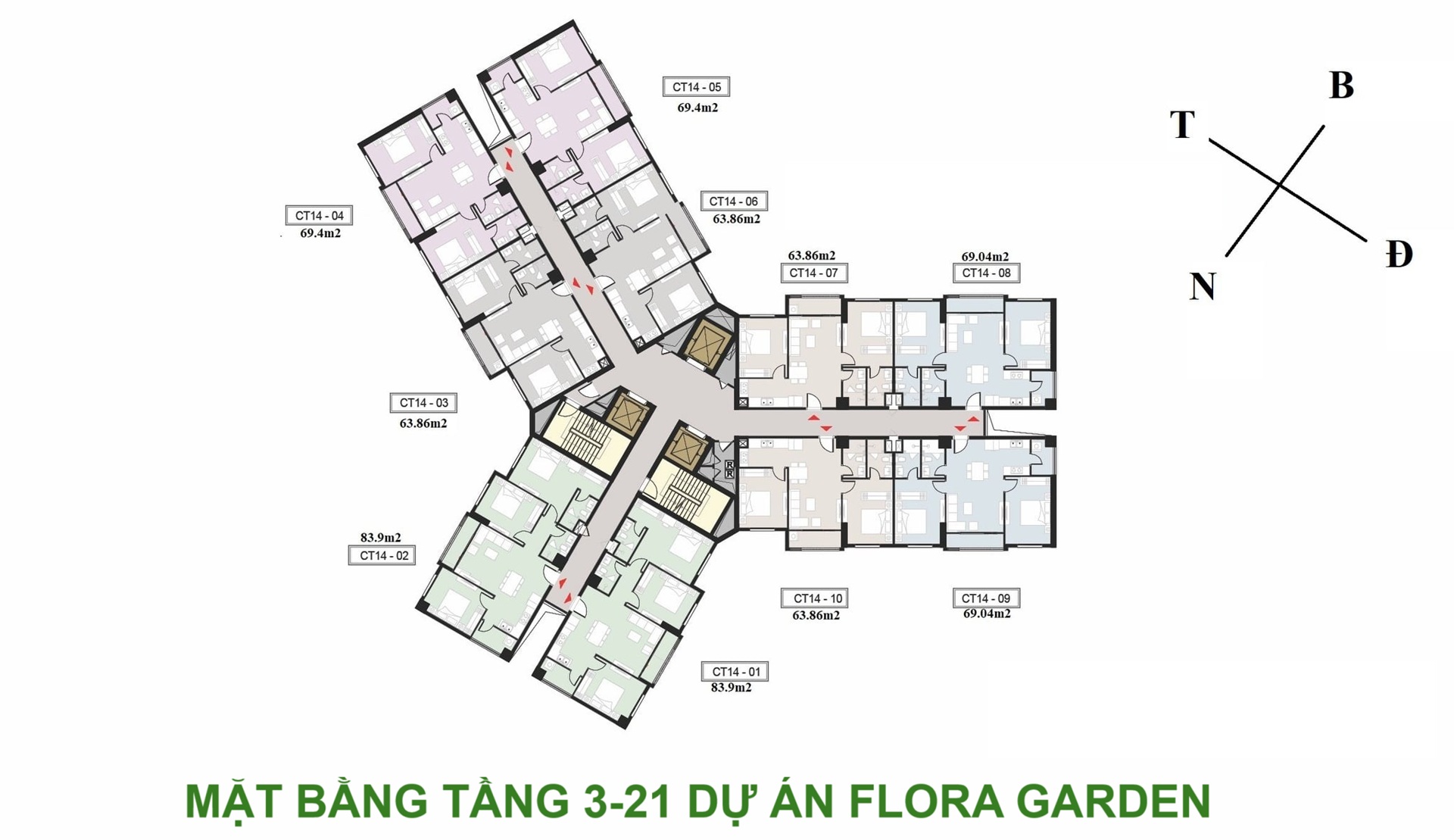 mặt bằng dự án flora garden yên sở